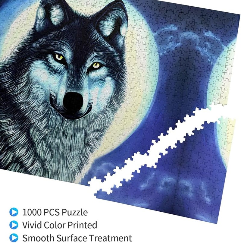 لغز بازل من 1000 قطعة للكبار بعنوان "ذئب فايا تحت القمر" لتزيين المنزل مقاس 29.5 × 19.7 بوصة - Image 2